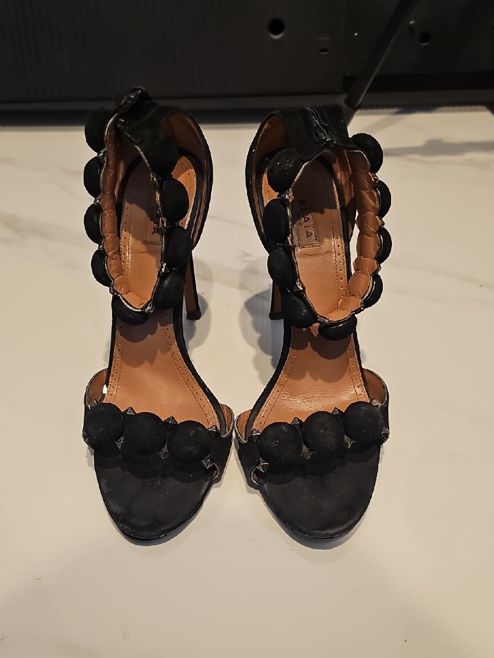 Black Suede Alaia Bomb Heels 39